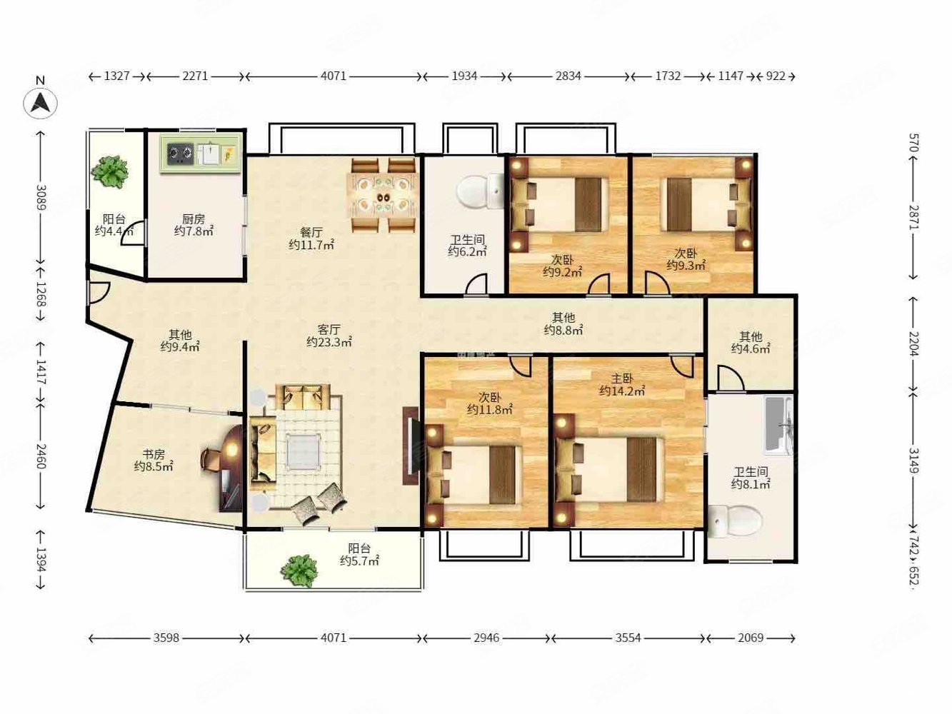半岛城邦三期164平南北通四房满五年17次新房