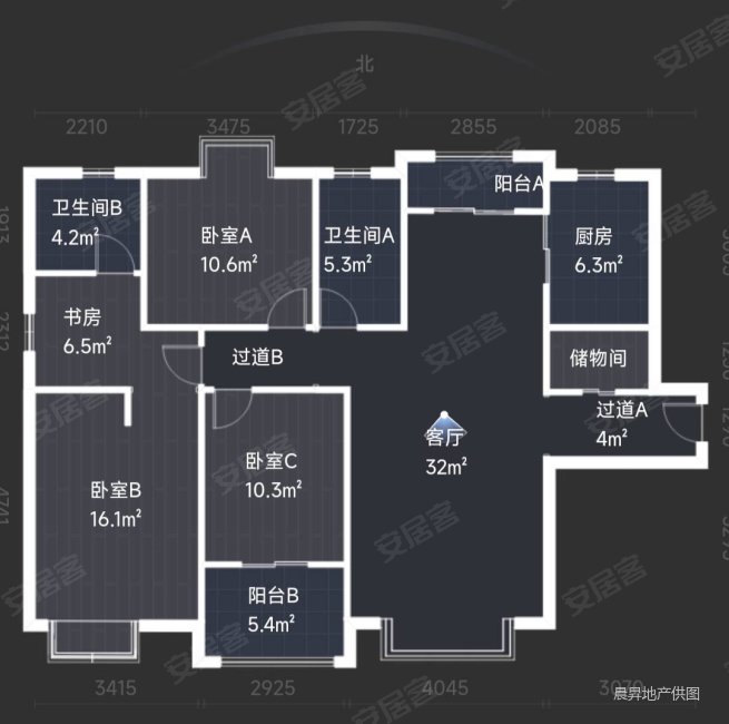 曲江观山悦3室2厅2卫146.81㎡南北242.33万