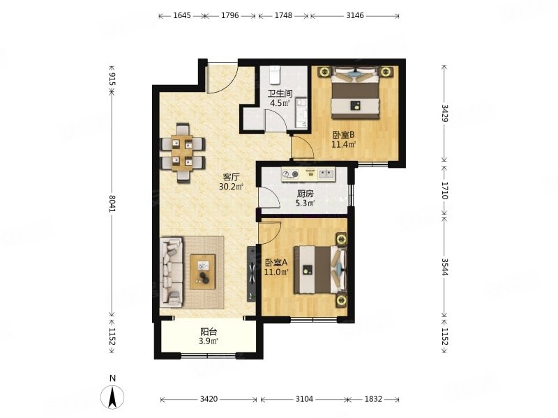 美澜湾 精装二居室 南向采光好 电梯中楼层 看房方便