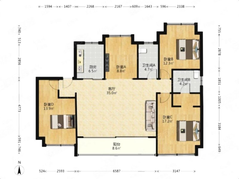 娄葑多层[17层]泊云庭阳光充足,治安全面,泊云庭二手