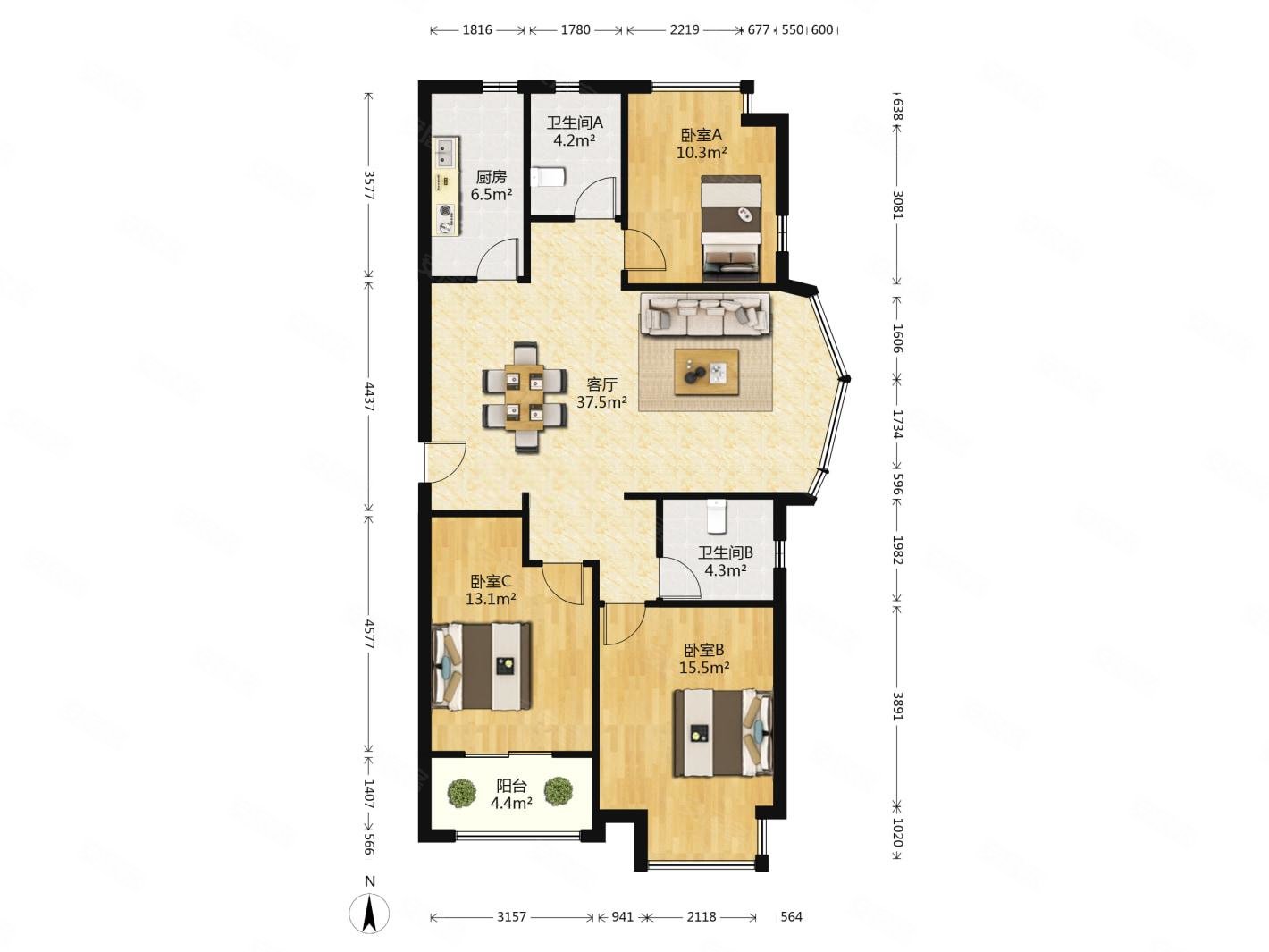 檀香湾 精装 三房两卫 边户  诚心出售