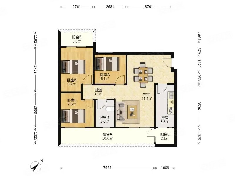 龙湖时代天街旁 精装小套三 中庭位置 户型通透 急卖,成都合院(二期)