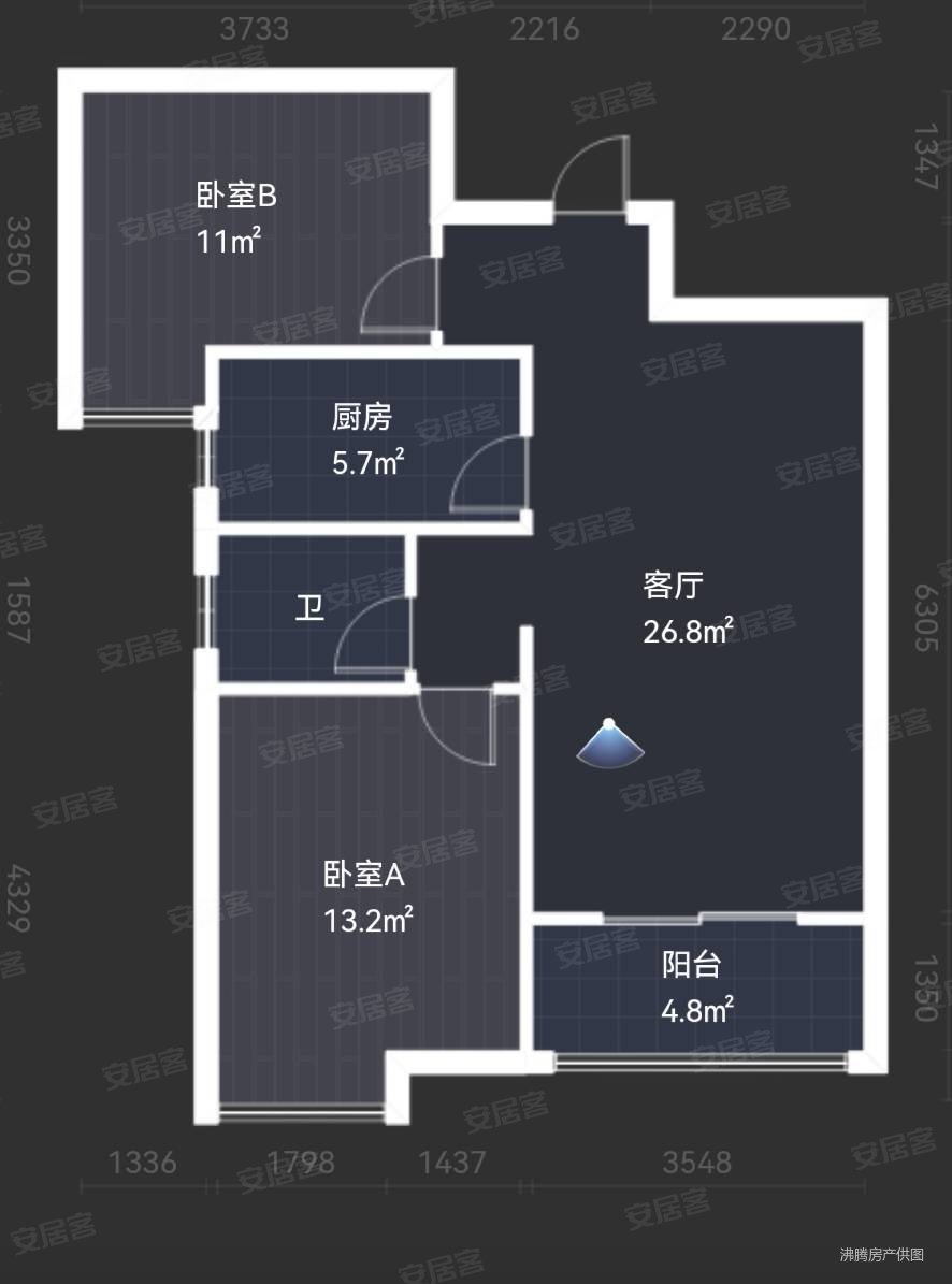 山水国际8300平53万2室2厅1卫