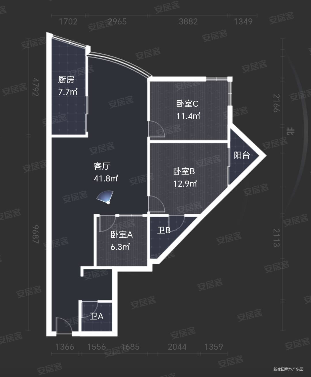 时代大厦3室2厅2卫112㎡东西89万