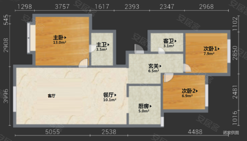 万翠台南苑3室2厅2卫107.77㎡南北230.1万