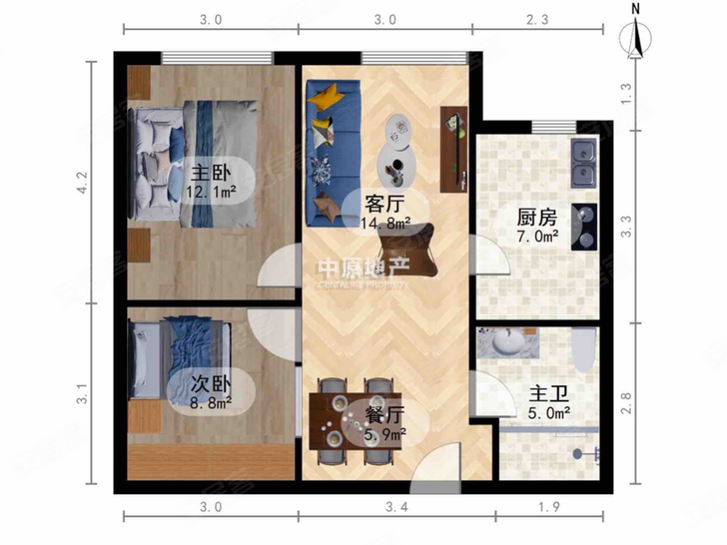 中交海河公馆2室2厅1卫81㎡西北270万