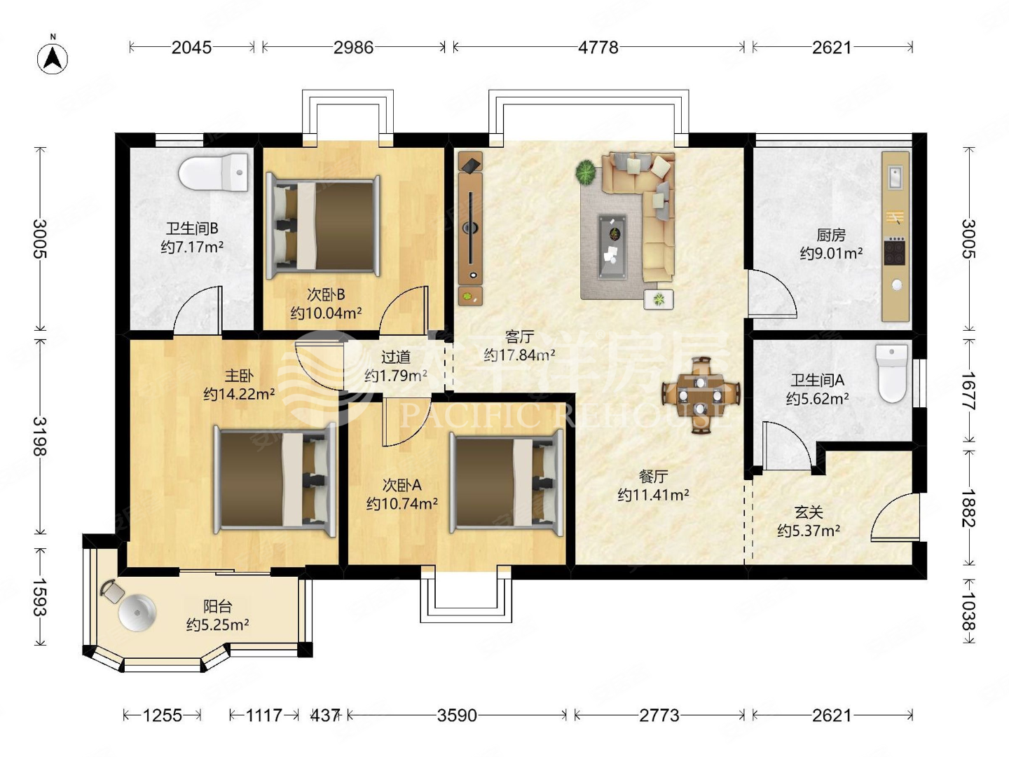 瑞南新苑3室2厅2卫137㎡南1398万