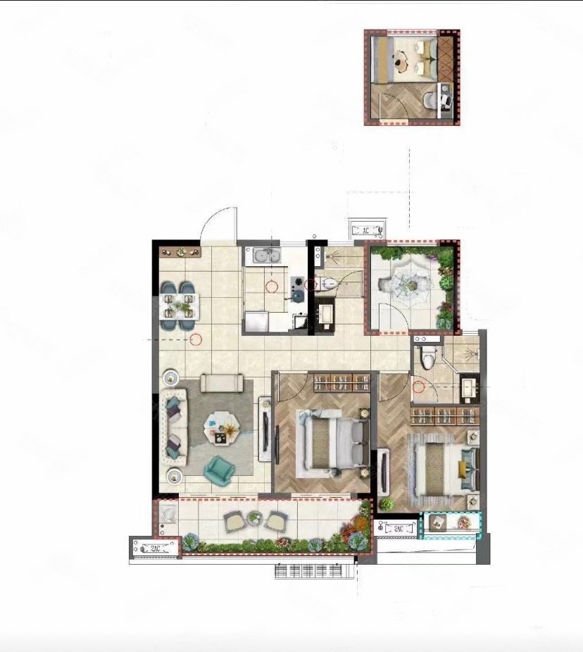 金鹏玲珑湾3室2厅2卫89㎡南北55万
