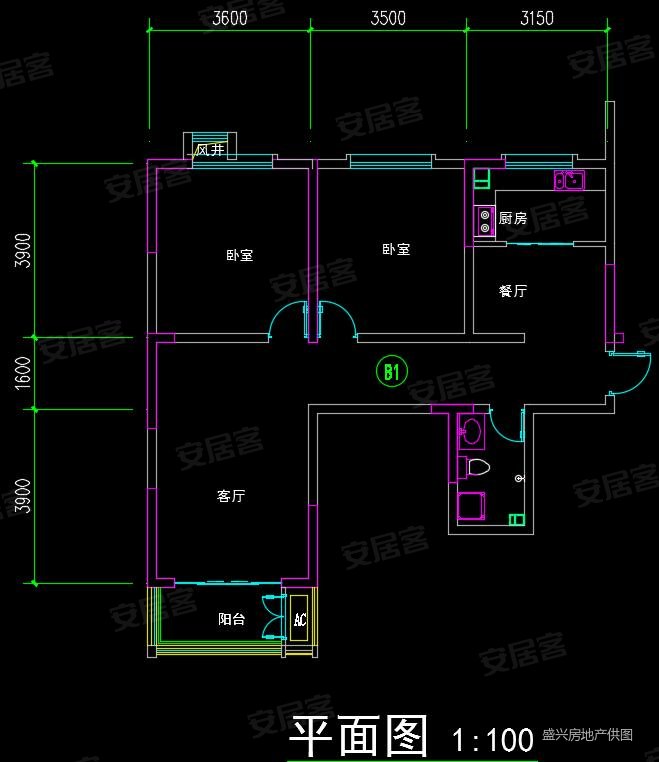 祥和景苑|经十路3室2厅1卫95.02平方米