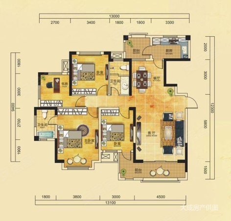 炬隆豪庭4室2厅2卫140㎡南北71万