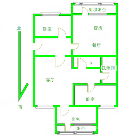 南菜园二区(南菜园南二区)3室2厅1卫107.49㎡南北165万