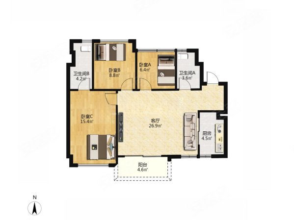 高楼层采光充足 精装可拎包入住 电梯房 商品住宅 双卫,碧桂园凤凰湾