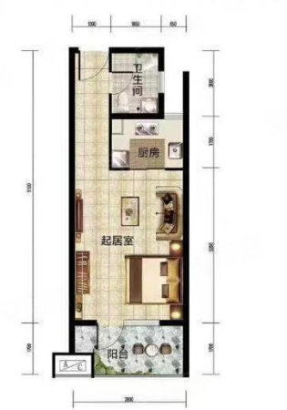 恒泰时间海1室0厅1卫48㎡南北16.5万