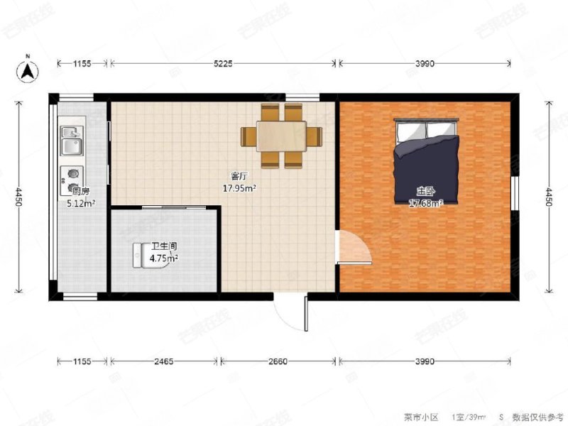 菜市小区1室1厅1卫39.06㎡东西30万