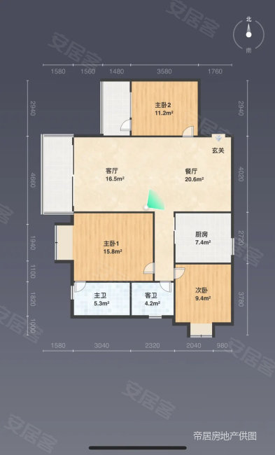 星湖名郡3室2厅4卫170㎡南北115万