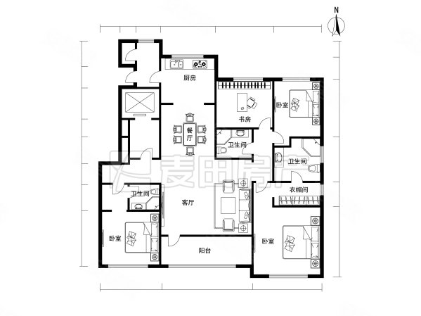 首开琅樾4室2厅3卫205.44㎡南北1590万