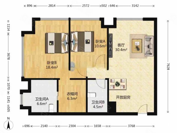 水湾1979(商住楼)2室1厅2卫100.97㎡南450万