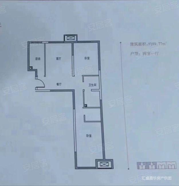 润景园2室1厅1卫90㎡南北240万