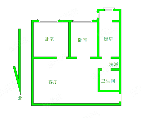 盛世东元北区2室1厅1卫66㎡南51万