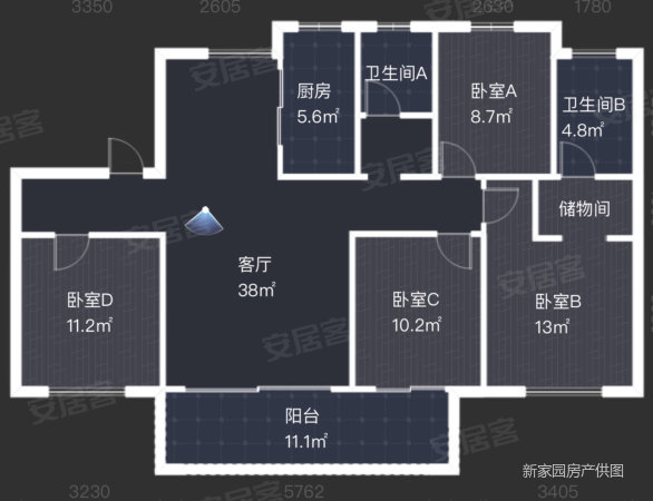 观澜台4室2厅2卫138㎡南180万