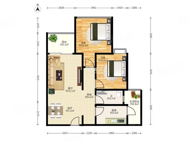 珠江新城中租房,珠江新城 领峰园精装大两房两厅双阳台户型吉屋出租
