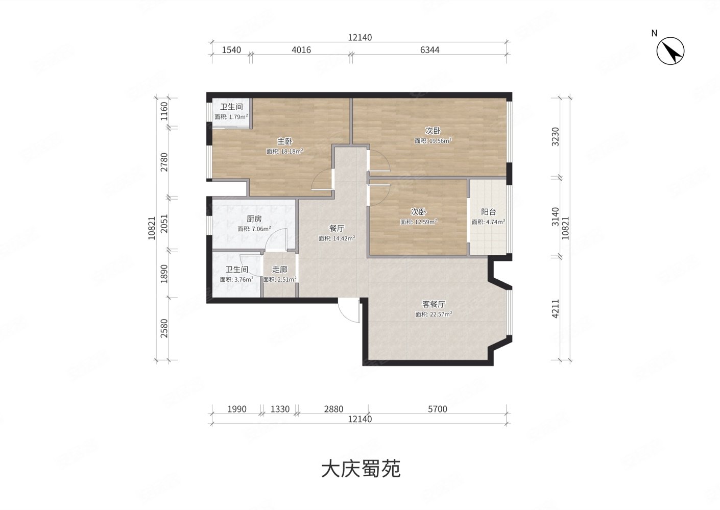 大庆蜀苑南北通透精装修近医院低容积商品住宅