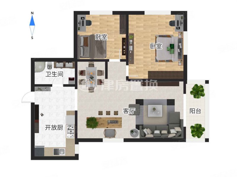 津滨雅都公寓2室1厅1卫89.35㎡东北280万