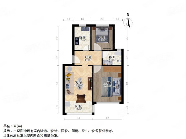 金色家园(虎丘)2室2厅1卫62.3㎡南北140万