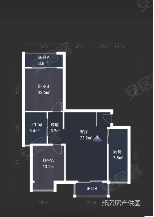 天润未来城西区2室2厅1卫86㎡南北56万