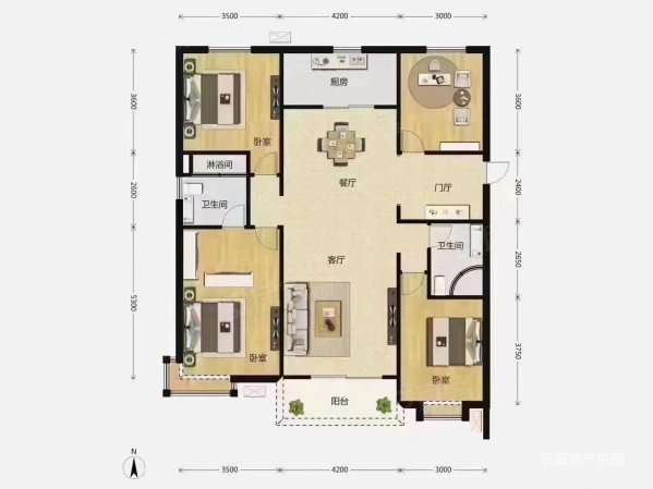 中铁诺德逸宸云著2室1厅1卫82.36㎡南北88万