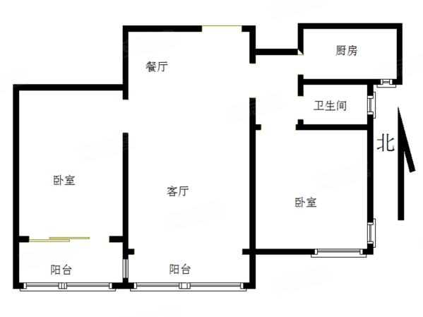 泽润幸福城2室2厅1卫95.3㎡南北168万