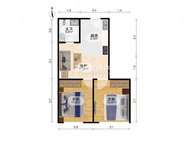 光明D9空间2室1厅1卫57.31㎡南120万