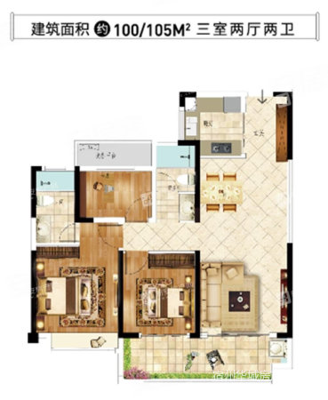 港利锦绣江南东城小区3室2厅2卫113㎡南北54万