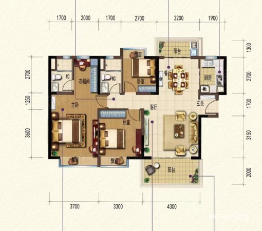 碧桂园珑远紫宸府3室2厅2卫124㎡南北180万