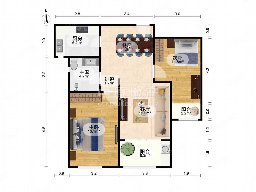 新城悠活城(东区)2室2厅1卫85㎡南263.8万