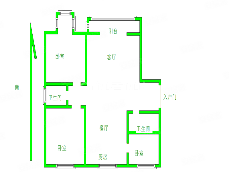 金河湾3室2厅2卫134.31㎡南北110万