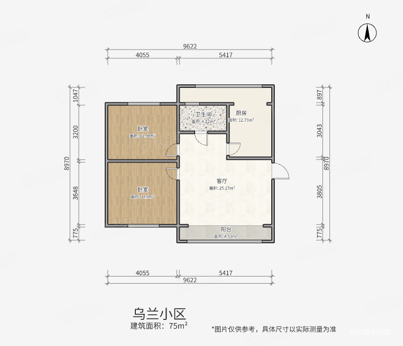 乌兰小区2室1厅1卫75㎡南北99万