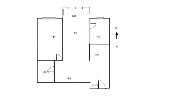 铁路局家属院2室1厅1卫65.94㎡北165万