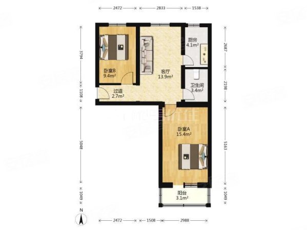 清逸园(东区)2室1厅1卫70㎡南北215万