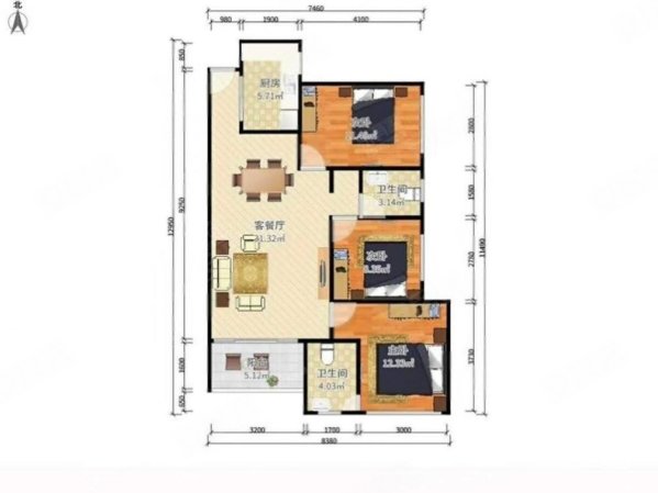 金凤凰豪苑3室2厅1卫51㎡东南83万