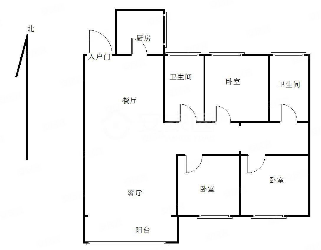 中梁荣华城西苑3室2厅2卫118㎡南北65万