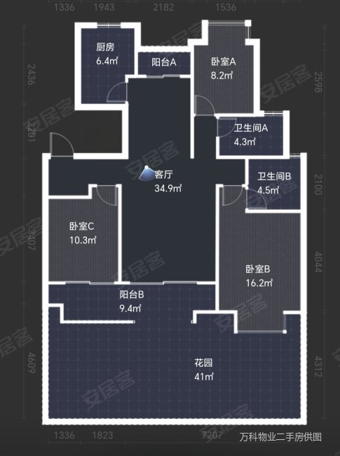 万科璞悦里3室2厅2卫112㎡南120万