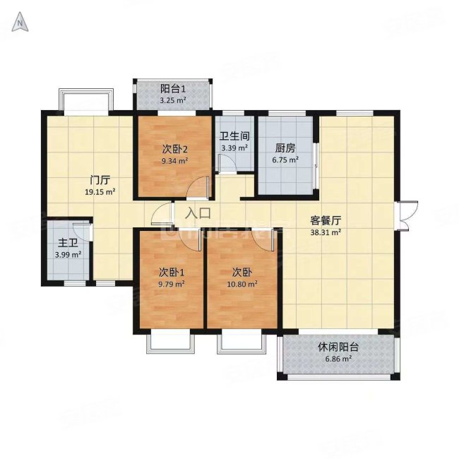 水校教师宿舍3室2厅1卫98.75㎡南北23万