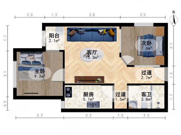 塞纳维拉永定华庭2室1厅1卫67.07㎡西北575万