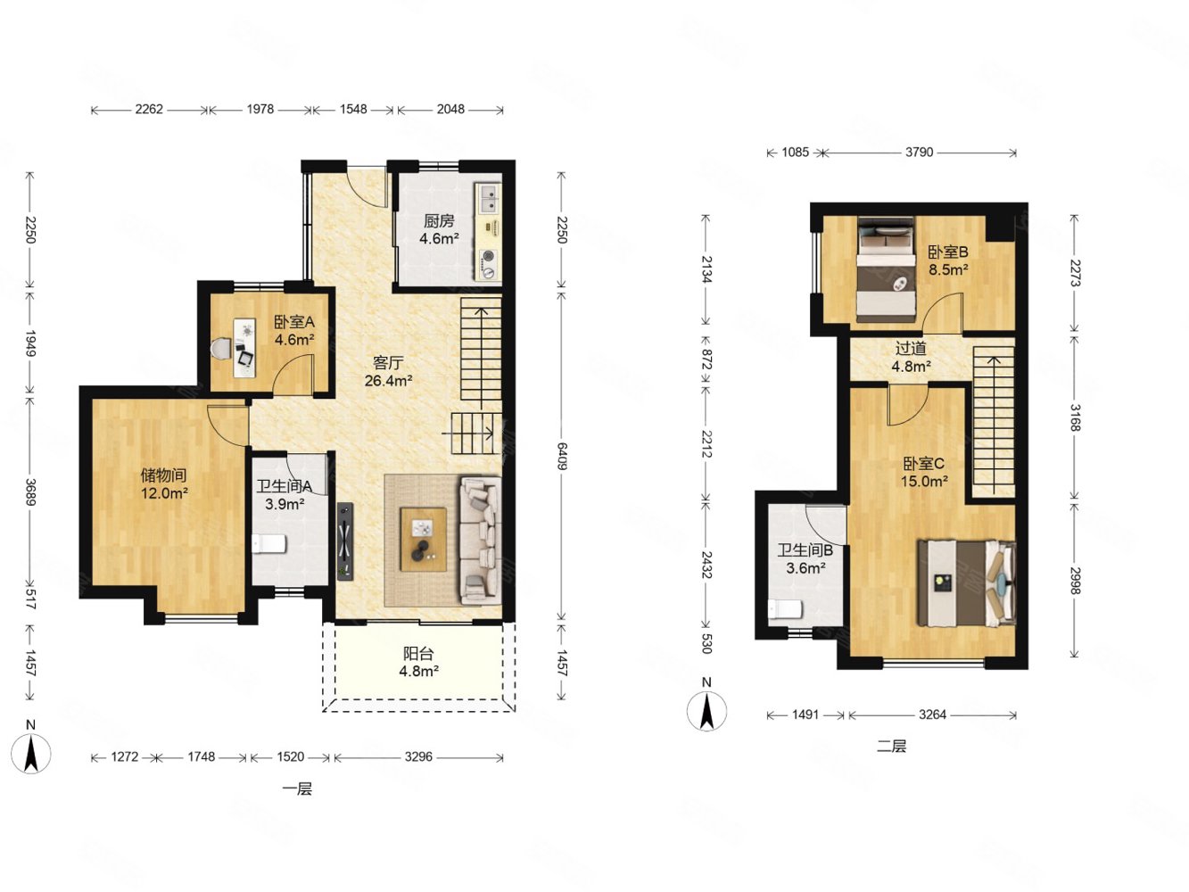业主急售万科尚城复式四房东南向精装修采光好