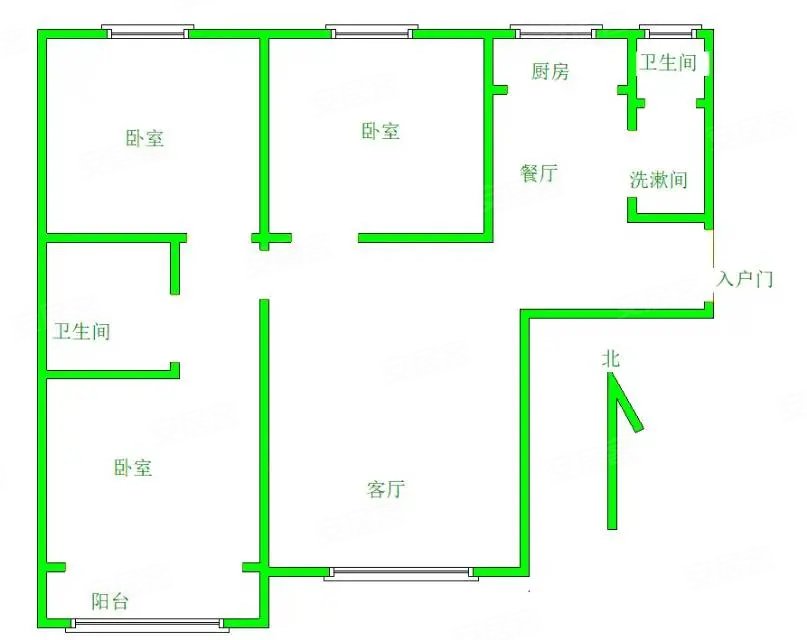 府河家园3室2厅2卫141㎡南北97万