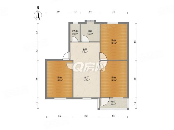 寿春新村3室2厅1卫97㎡南北185万