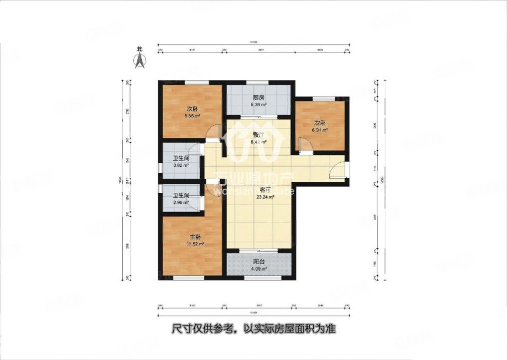 双威悦馨苑3室2厅1卫114㎡南北131万