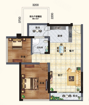 西明蓝湾2室2厅1卫67㎡南北22.7万