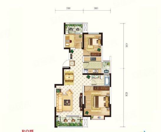 华融现代城3室2厅1卫96㎡南北78万